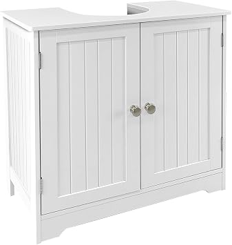 Pedestal Sink Storage Cabinet with Door and Shelf, Under Sink Cabinet, Bathroom Sink Cabinet with U-Shape, White