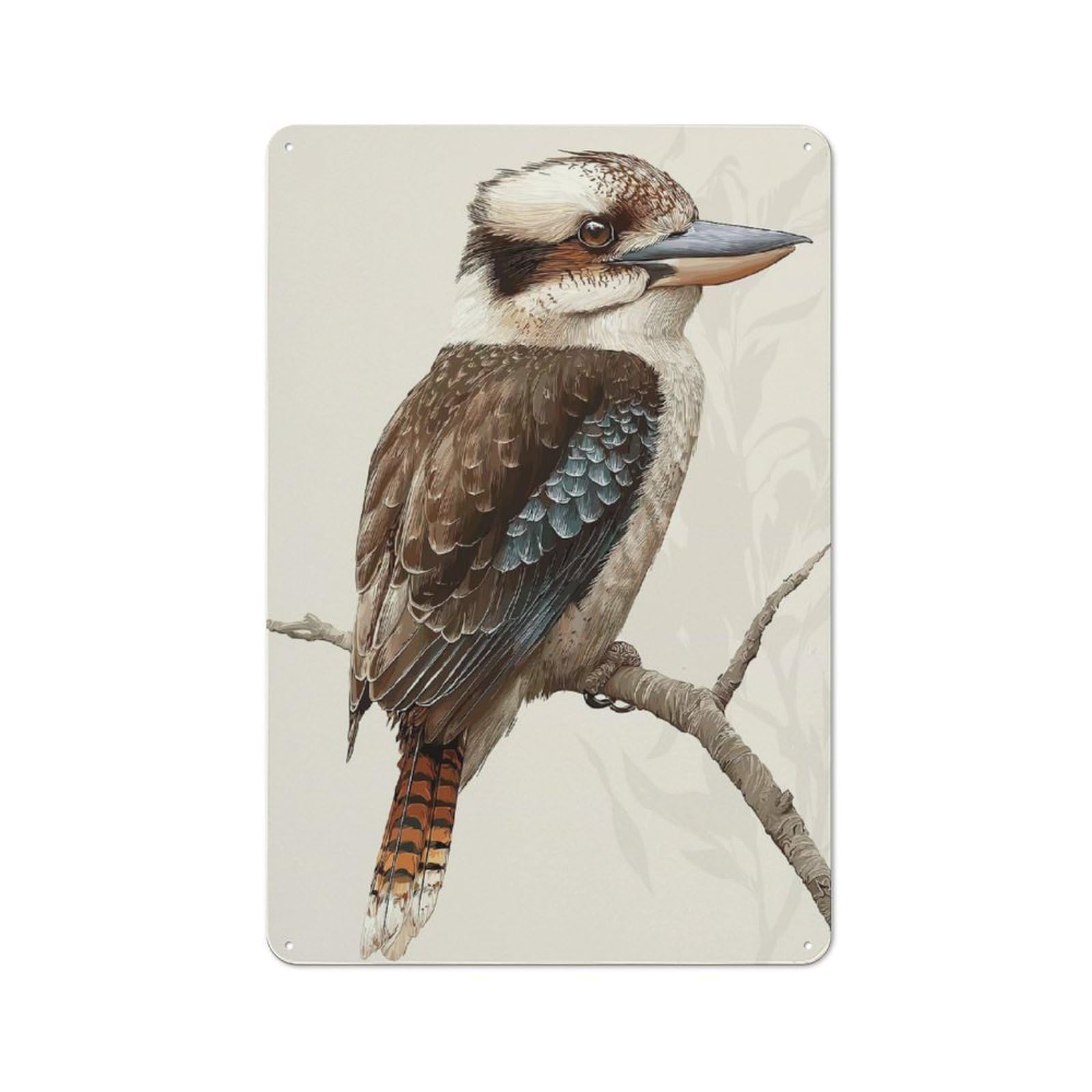 Junmoney Style-8 Tin Wall Plaque 30X20cm With Kookaburra Bird For Guest Room Or Hallway, For Updating Guest Room And Hallway After Moving