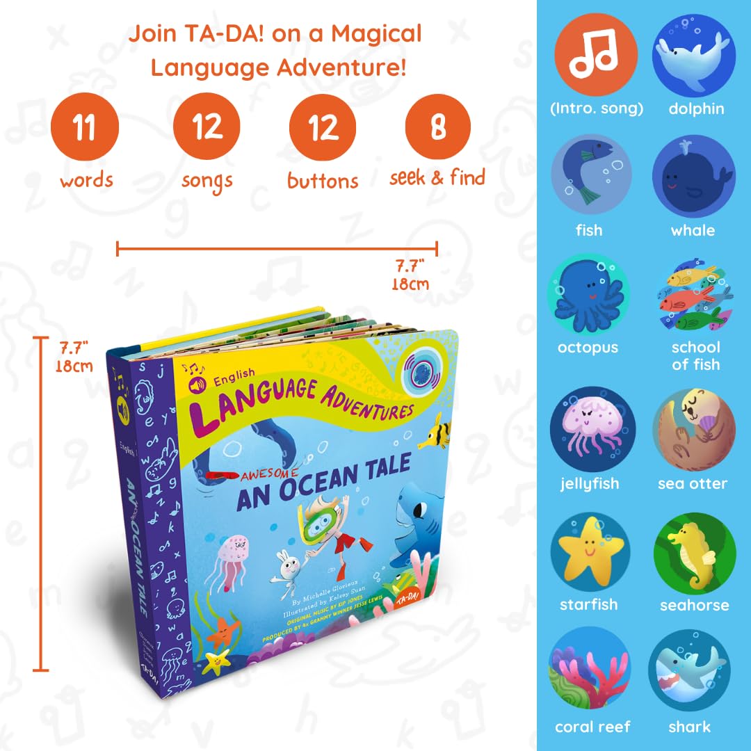 TA-DA! Interactive Musical Ocean Adventure Book for Kids | Montessori-Inspired Language Learning with 12 Songs, Real Voices, & Seek-and-Find Games
