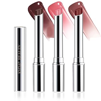 3 Colors Honey Lipstick Tinted Lip Balm, Sheer Hydrating and Lightweight Honey Lipstick for All Skin Tones, a Hint of Natural Black Cherry Tint, Glossy Finish-Set ABlack, Pink, Nude