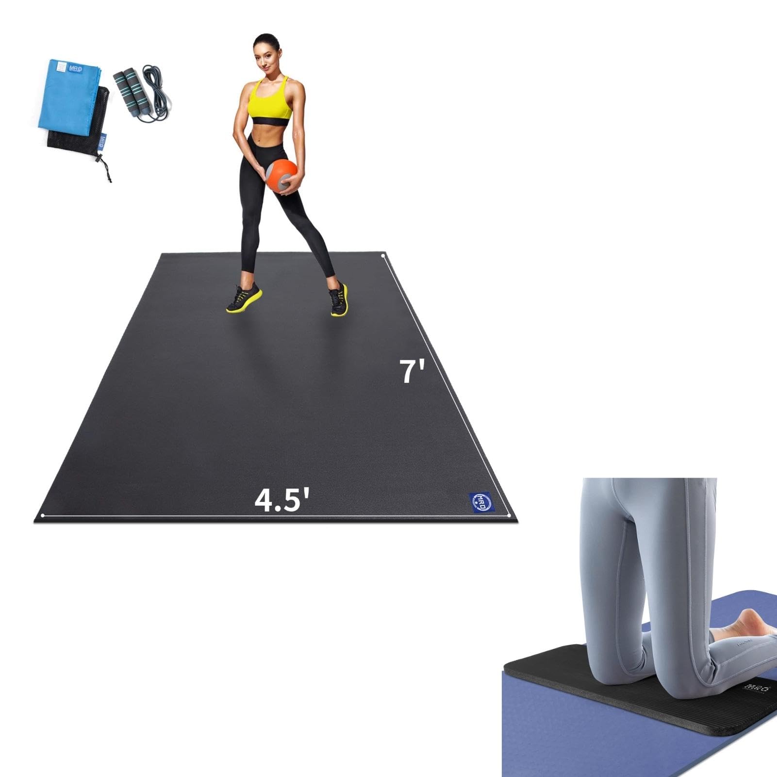 Extra Large Exercise Mat for Home Workout 84 x 54 inch and Yoga Knee Pad 24x10x0 6 Shoe-Friendly