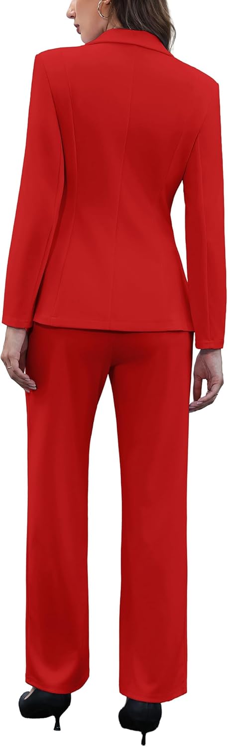 Pant Suits for Women Dressy Business Casual Outfits Long Sleeve Blazer Jacket Wide Leg Pant Sets Work Office Suits - Image 6