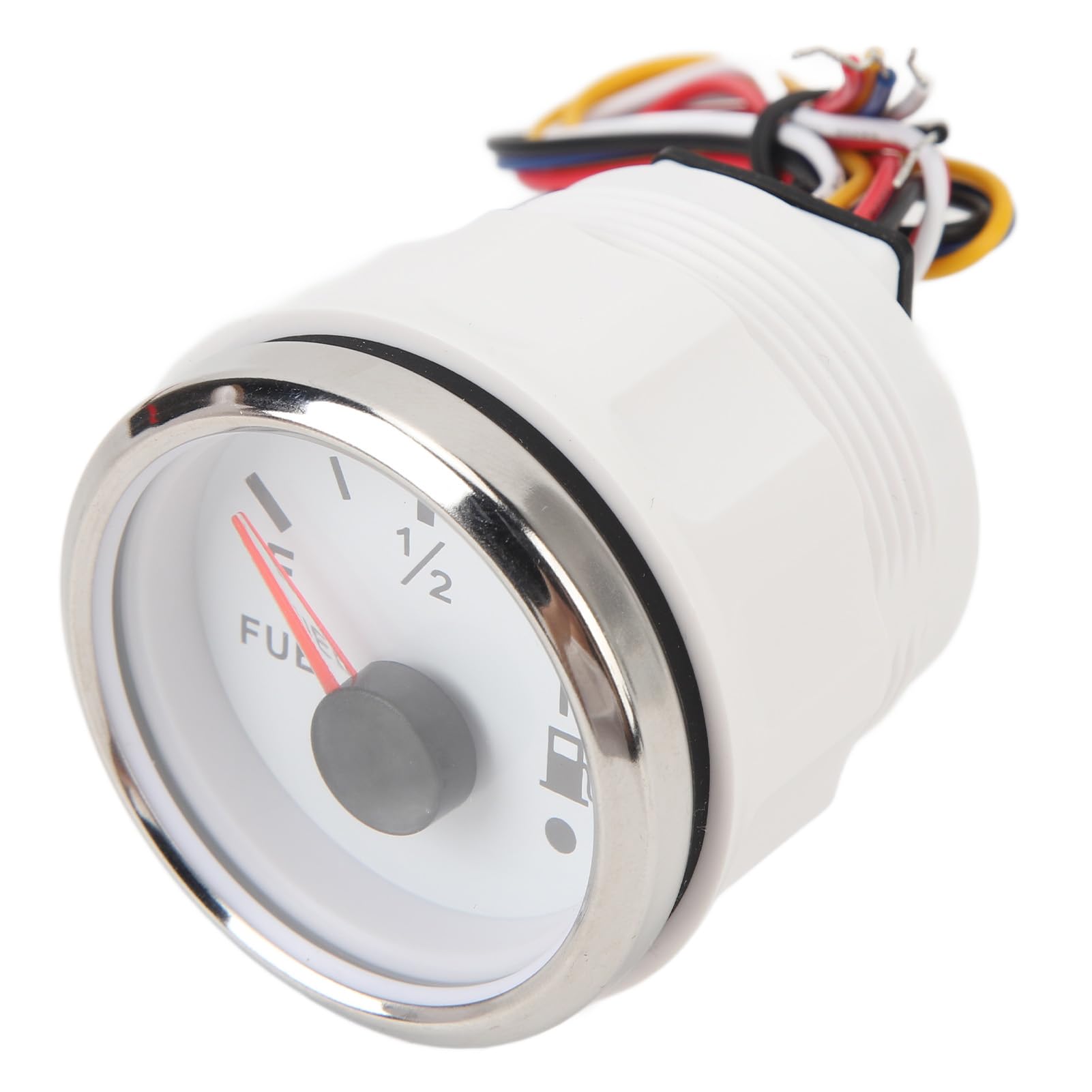 aqxreight Indicatore Livello Carburante Marino 52MM DC932V Misuratore Carburante Digitale Universale per Yacht e Barche da Pesca (Quadrante Bianco Lunetta Argento)