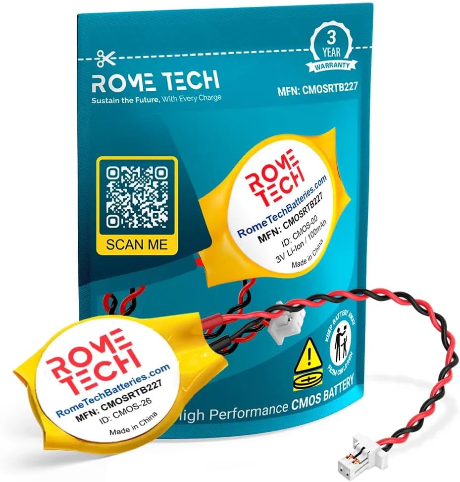 Rome Tech CMOS Battery for Lenovo ThinkPad X1 Carbon (Gen 2-6 Type 20FB 20FC), X1 Yoga (Gen 1-3), X280, X390 Yoga, X13 Yoga (Gen 1-3), X13 Gen 1 – BIOS RTC 3V CR2016 2-Pin Cable