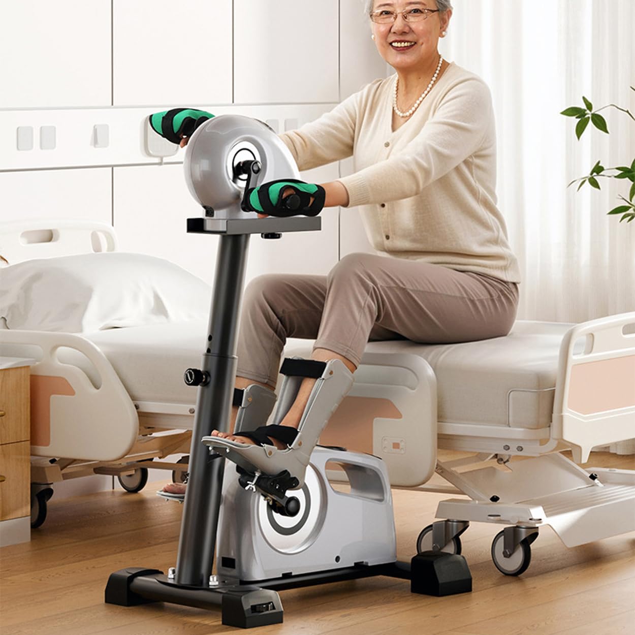 Rower Stacjonarny Z Pedałami, Rower Stacjonarny Do Ćwiczeń Nóg Z Uchwytem Ochronnym, Domowy Elektryczny Rower Treningowy Dla Osób Starszych Z Ramionami I Nogami