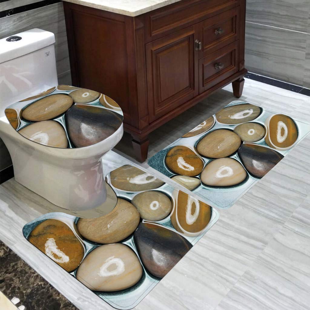 Tapis de porte d'entrée et de bain 3 pièces en flanelle absorbante