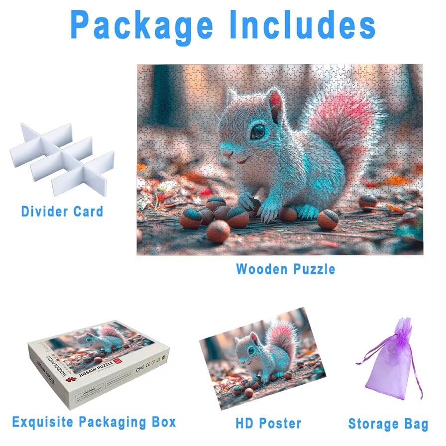 Puzzle 4000 Piezas, Puzzle Ardilla con Caja Regalo, Animal Puzzles 4000 Piezas Adultos, Medidas: 140 x 87 cm, Rompecabezas Adultos de Madera, Rompecabezas para Decoración Hogar, Regalo Mujer, -6686