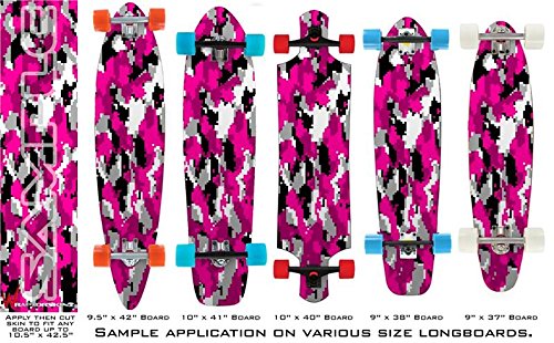 WraptorCamo Digital Camo Hot Pink - Decal Style Vinyl Wrap Skin fits Longboard Skateboards up to 10