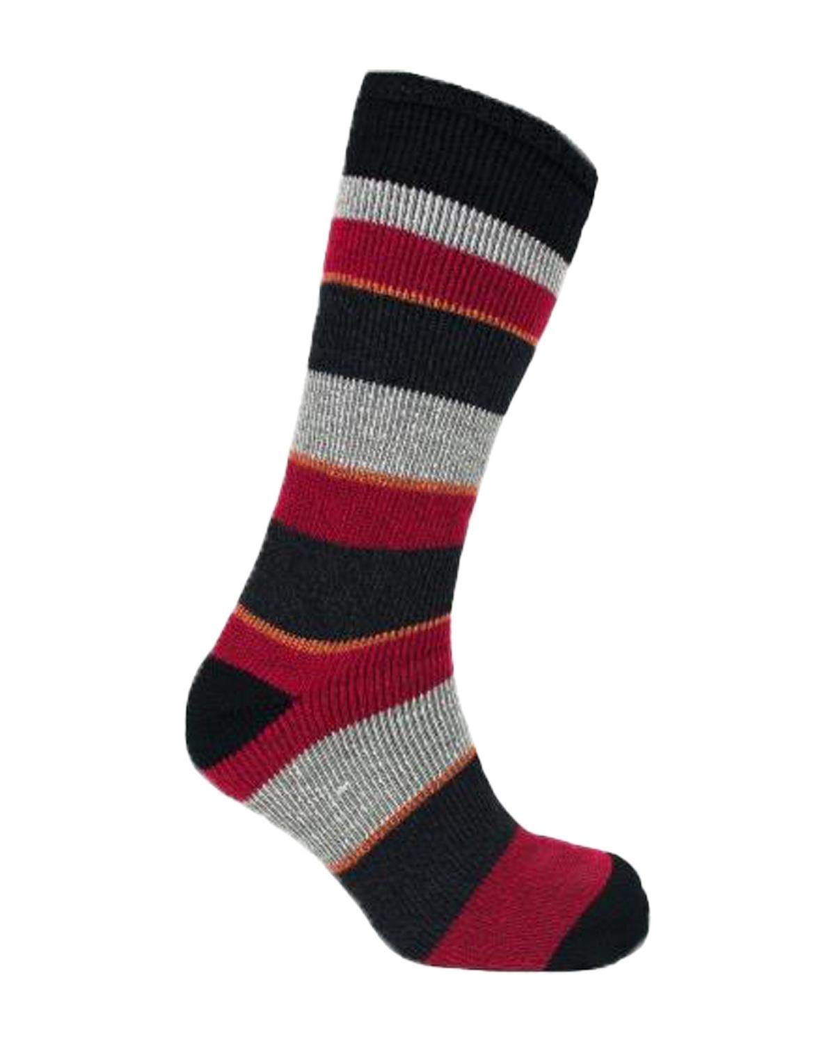 Undercover Men's Red/Black Stripe Heat Machine Thermal Socks 1760 Stripe With Navy Heel/Toe