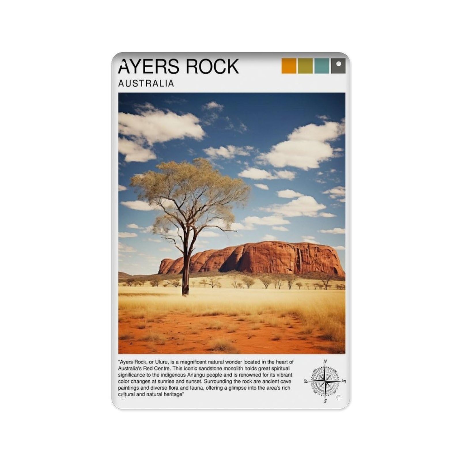 peiyeety Metal Tin Sign Uluruof Australia Journey Uluru Wall Decor Uluru Poster Australia Journey Uluru Art Uluru 8 X 12 Inch