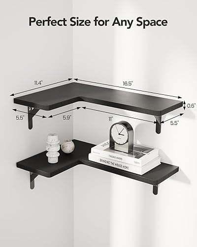 Miniatura 9 de AMADA HOMEFURNISHING Estantes flotantes de esquina, juego de 4 estantes de pared de esquina, estantes para decoración de pared, estantes esquineros