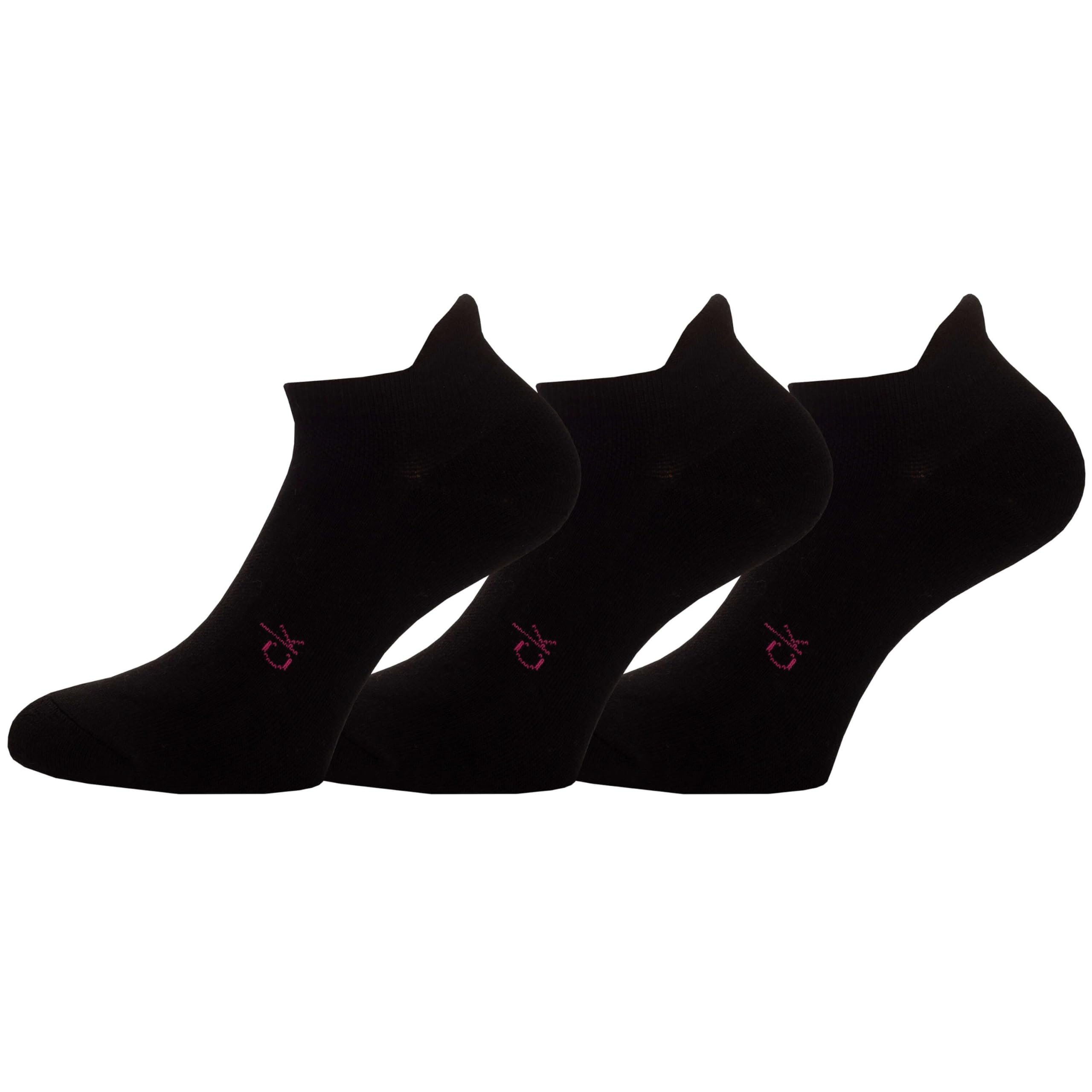 Calvin Klein Women's Black/Pink Golf Trainer Tab (3 Pairs) Socks - Uk 4-8