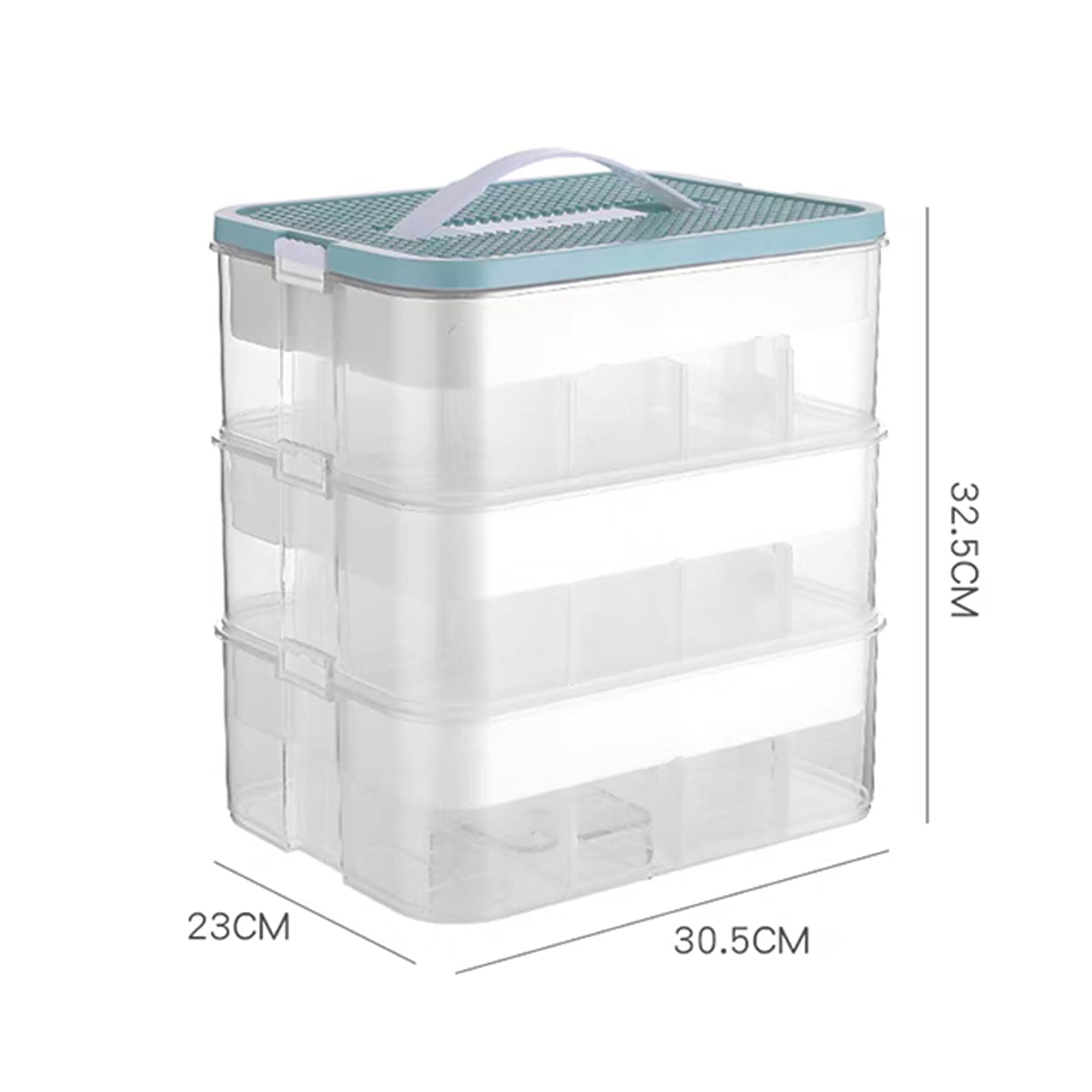 Kinder Aufbewahrungsbox mit Deckel für Lego Bausteine Aufbewahrungsfächer Stapelboxen Spielzeugaufbewahrung Stapelboxen Kunststoff Sortieren Kleinteile Transparent Organizer 3 Lagen Blaue Farbe