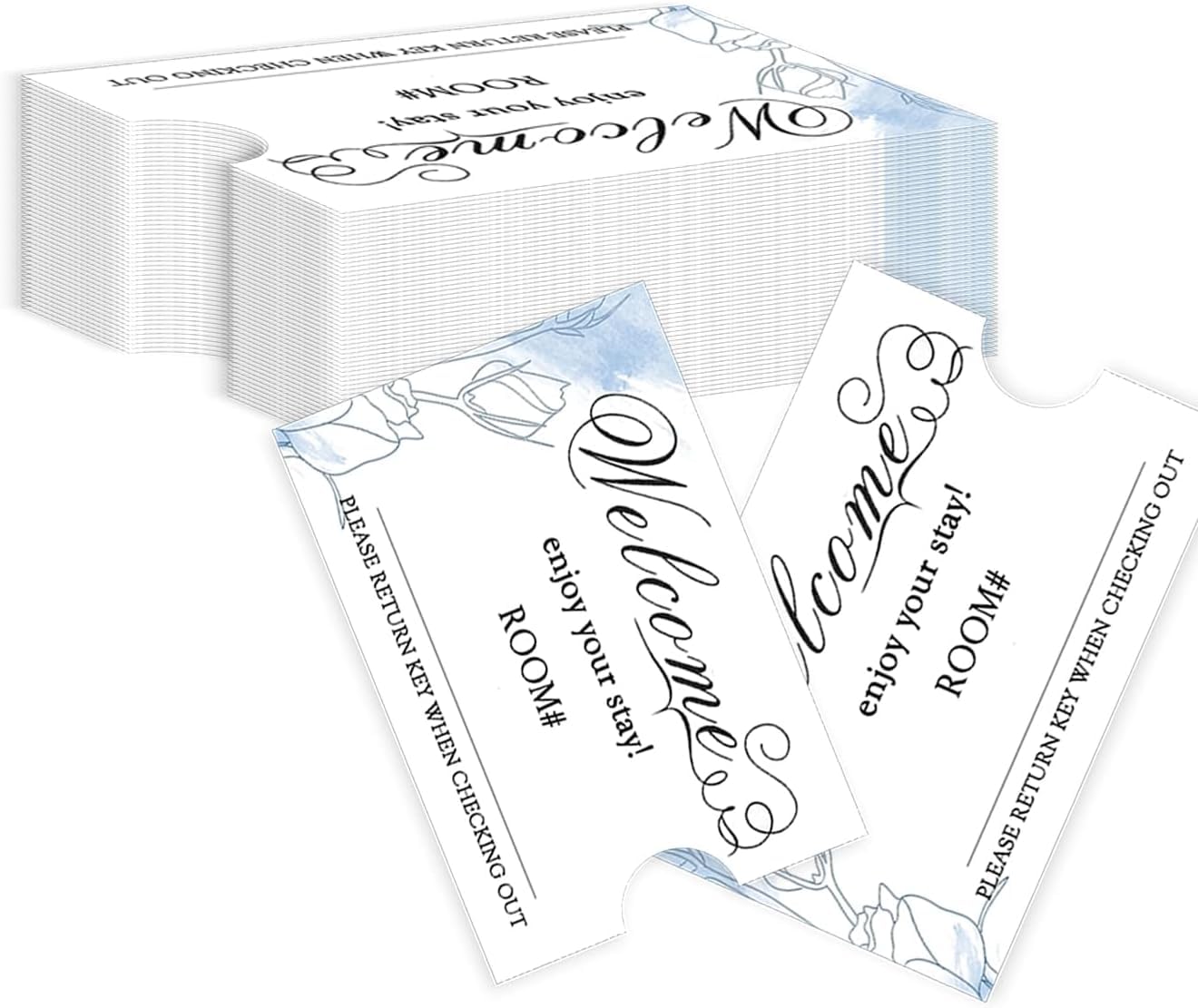 300 Pcs Hotel Key Card Envelopes Delicate Flower Key Card Holder Sleeves Keycard Envelope Welcome Guests Enjoy Your Stay Key Cover for Hotel3.5x2.36 Inch
