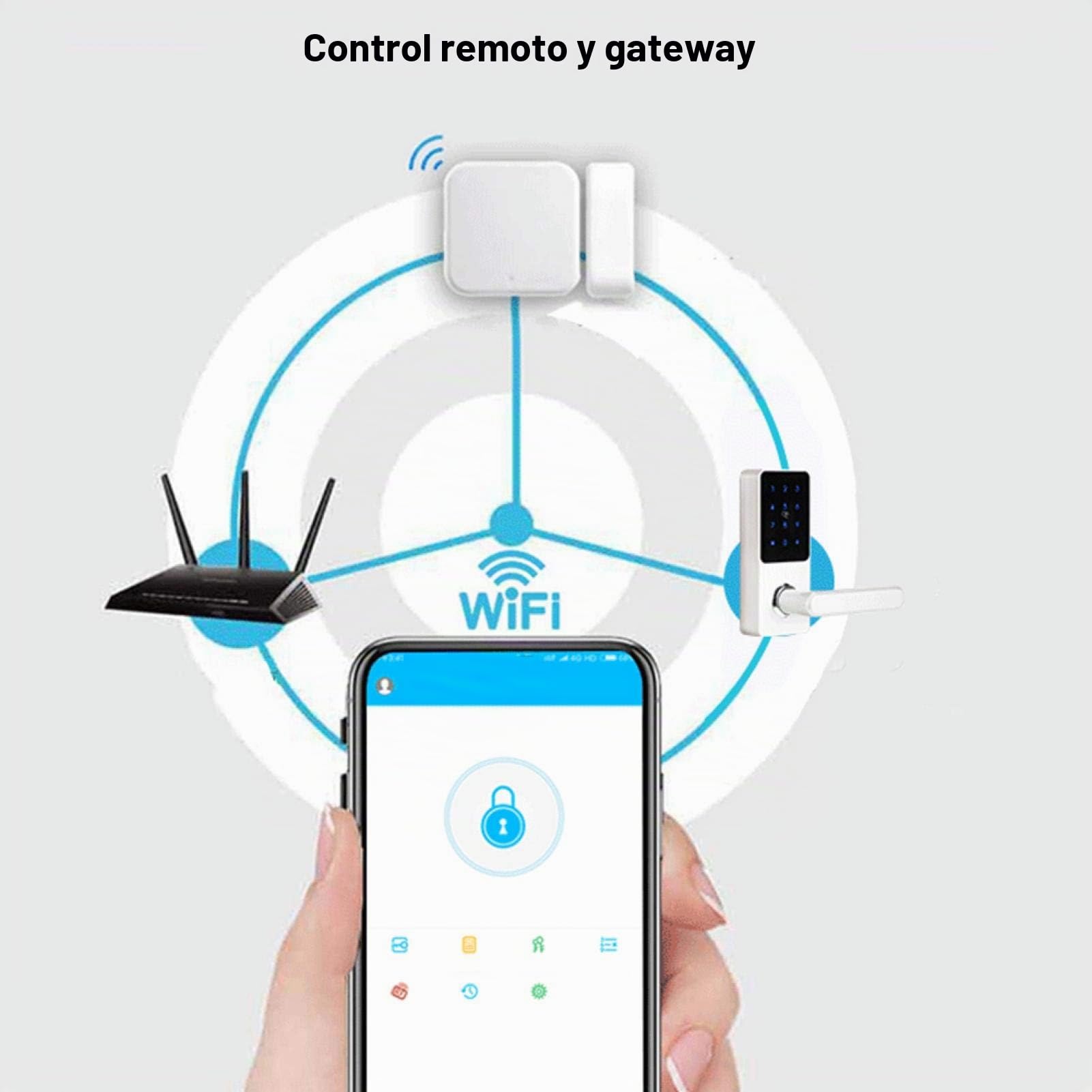 Cerradura de Puerta Electrónica Inteligente, Cerradura de Puerta Inteligente, Aplicación Bluetooth, Aplicación de Huellas, Control de Voz Remota Inteligente, para para