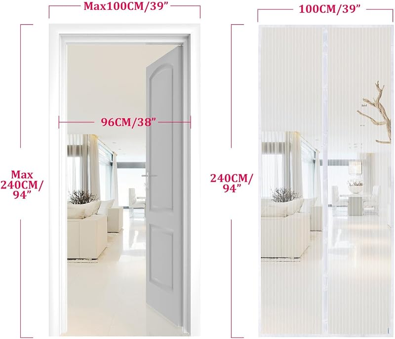 Apalus Mágneses Szúnyogháló Ajtóra 100x240cm Fehér Ragasztós
