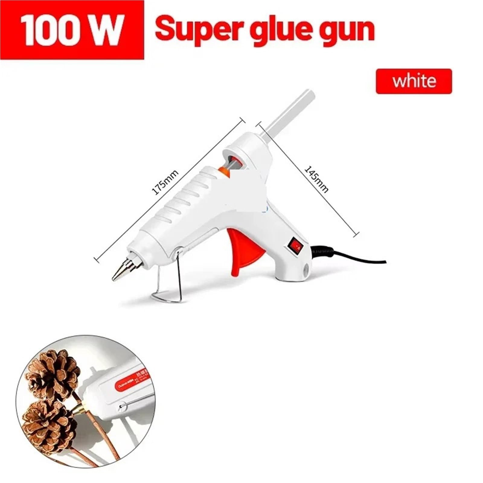 Pistola per colla a caldo, Pistola Per Colla A Caldo Da 100 W Fai -da -te Mini Pistole Industriali Di Utilizzare Bastoncini 11 Mm Due Stili