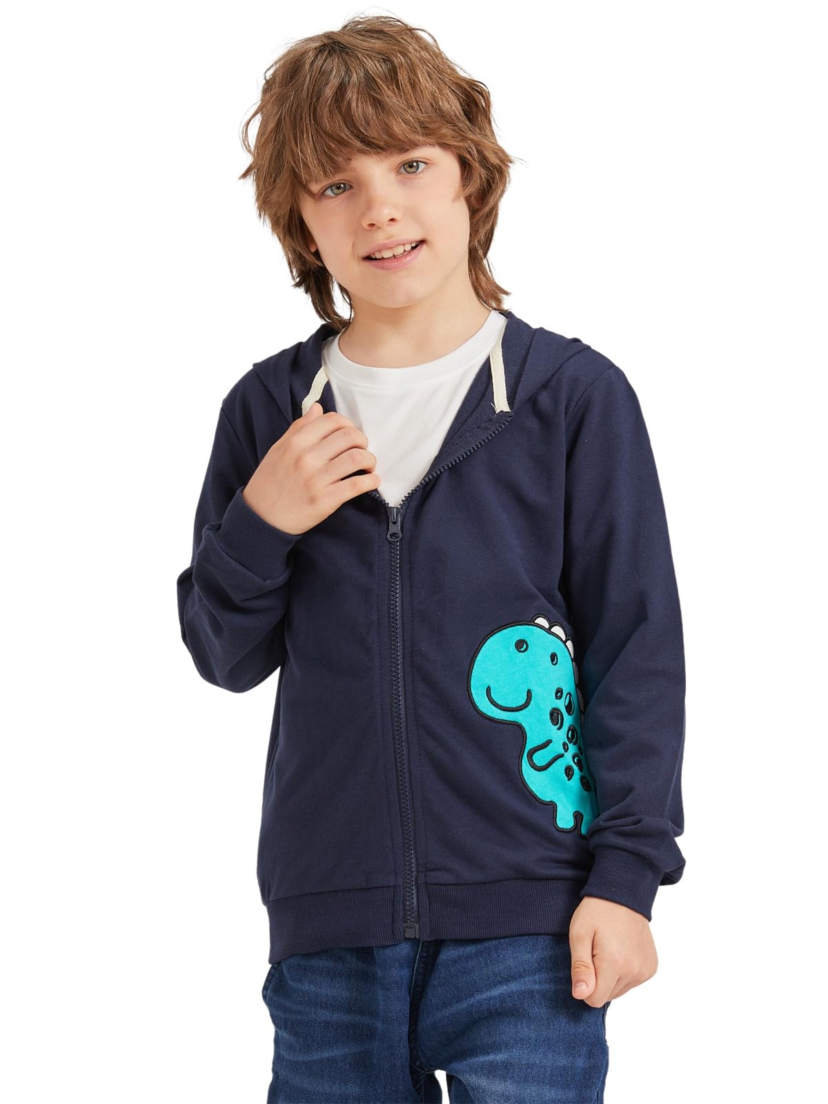 Alleen Jungen Sweatjacke Hoodie Langarm Baumwolle Kinder Pullover Dino Kapuzenpullover Jacke mit Kapuze und Reißverschluss
