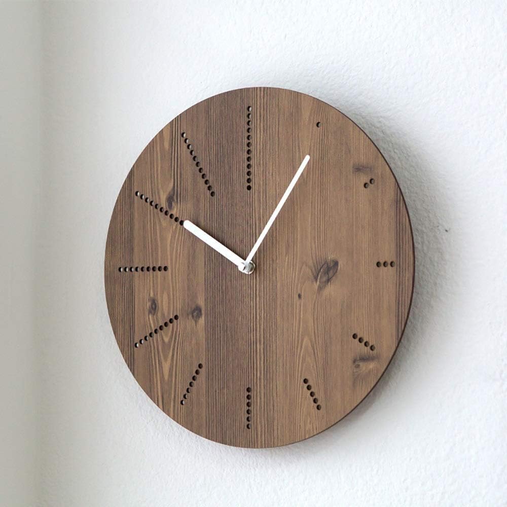 Wall Clock Creative Fashion Living Room Wall Clock Quartz Clock Round Simple Wooden Wall Clock Modern Chinese Wooden Mute Wall Charts