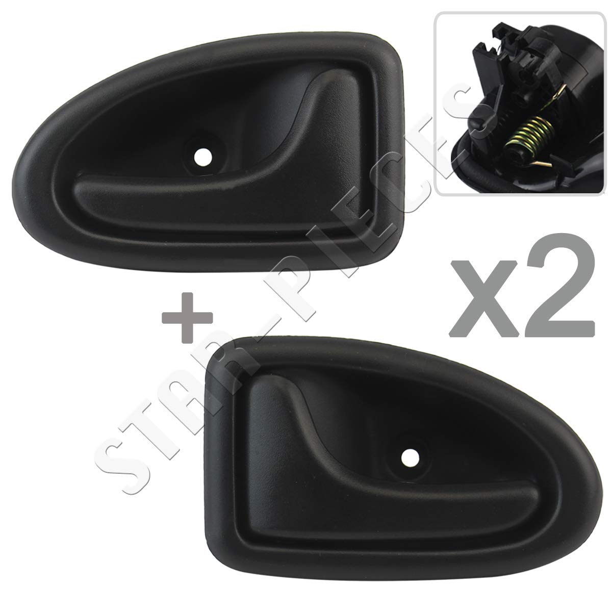 2 poignées de porte compatibles pour Clio 2, Megane 1, Scenic 1, Trafic 2, Logan 1, Vivaro A et Primastar (1995-2016) poignées intérieures | GAUCHE + DROITE | 8200028995 | 8200070011