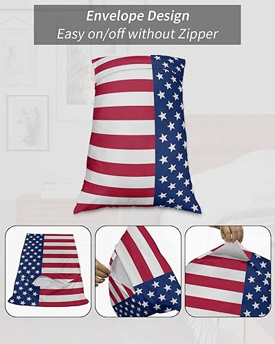 Miniatura 7 de Fundas de almohada tamaño King del 4 de julio, fundas de almohada suaves para cama, fundas de almohada decorativas de lujo, funda de cojín lumbar de