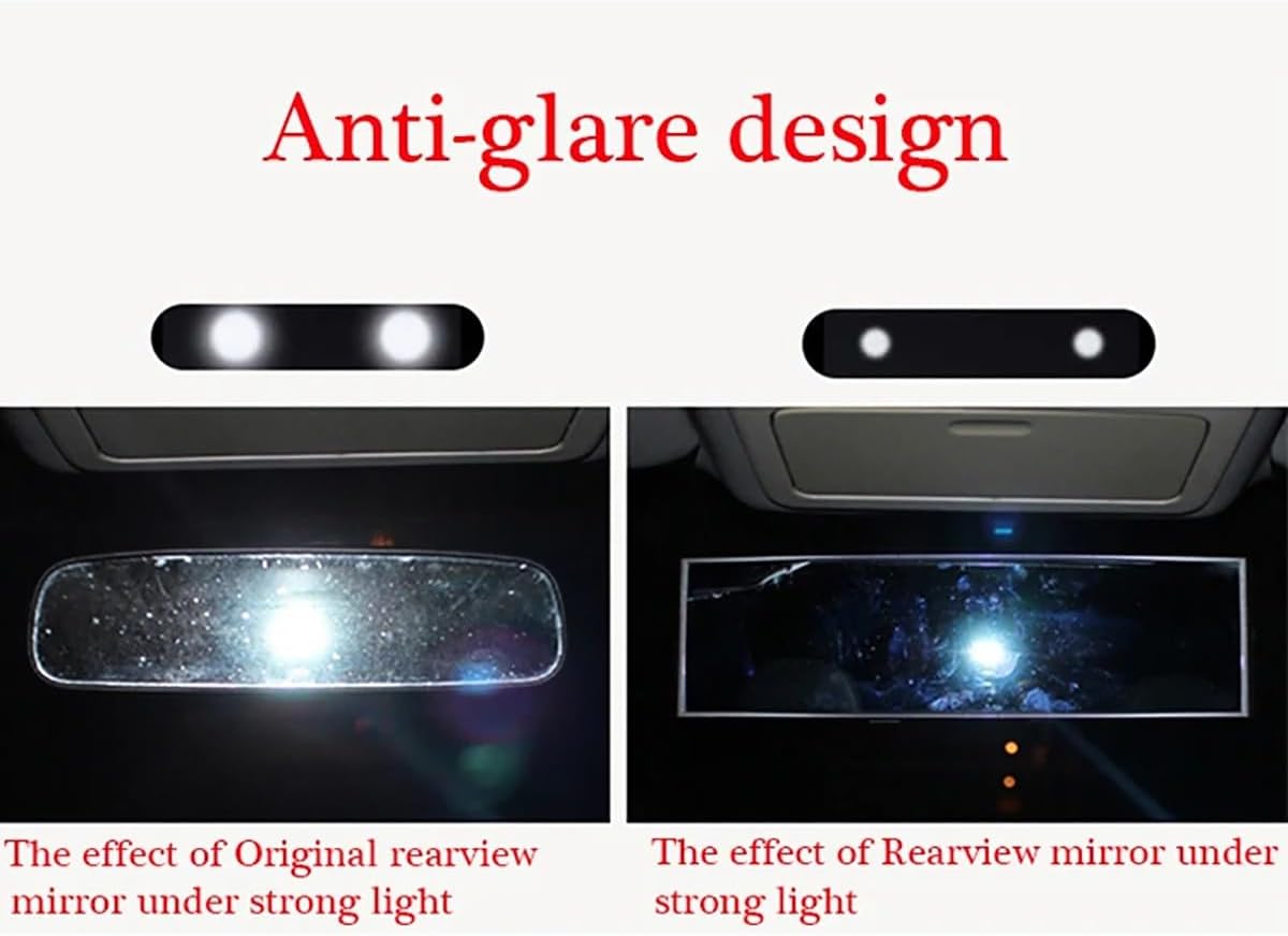 Rear View Mirror 270mm Car Large Vision Proof HD Flat Interior Rear View Mirror Clip-on Auto Wide Angle Rearview Mirrors Surface Endoscope Car Rearview Mirror