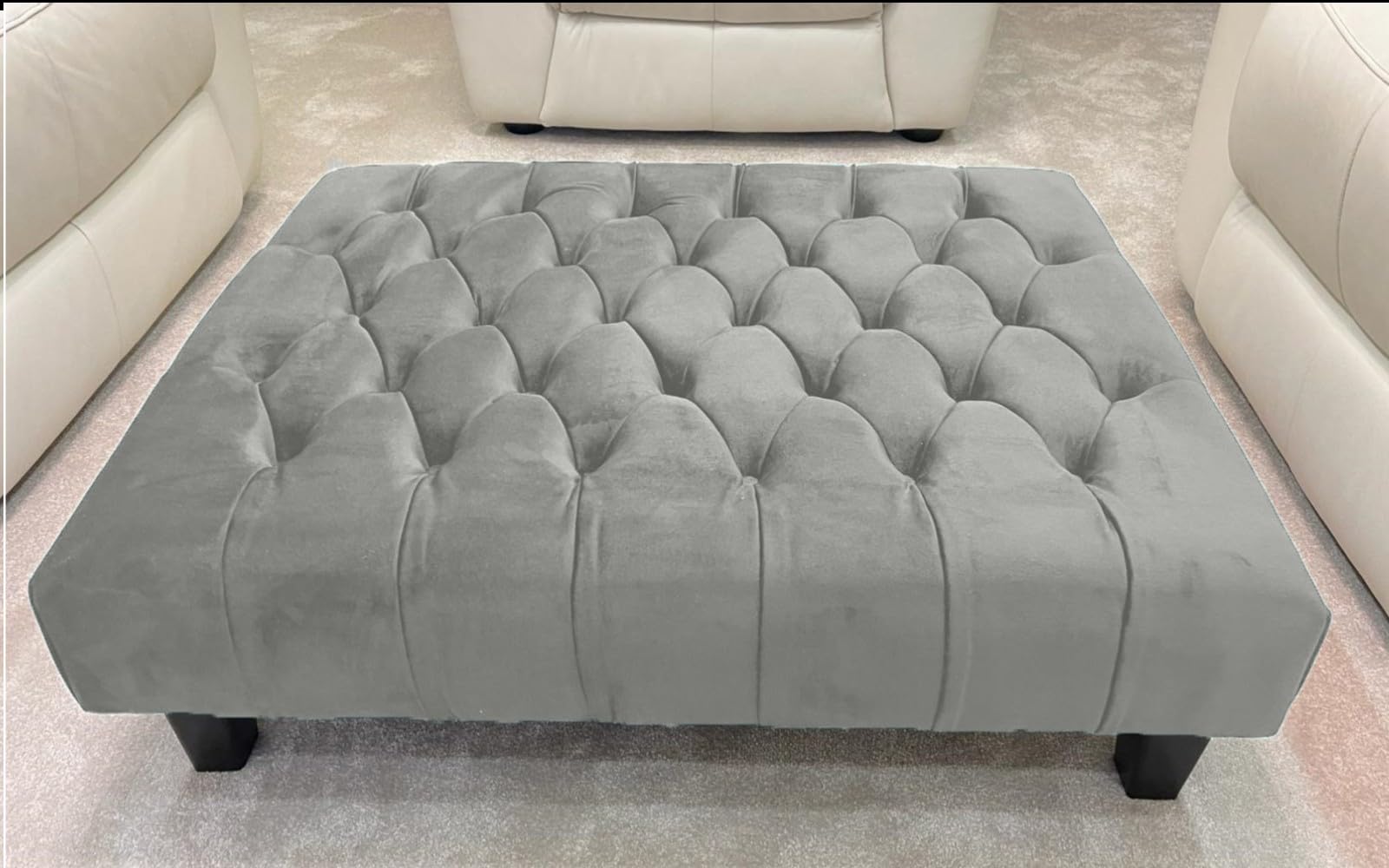 luxisleepltd Colchester Rectangle Footstool with Padded Seat New Legs, Living Room and Bedroom,Plush Velvet Pouffe (Grey, XLarge)
