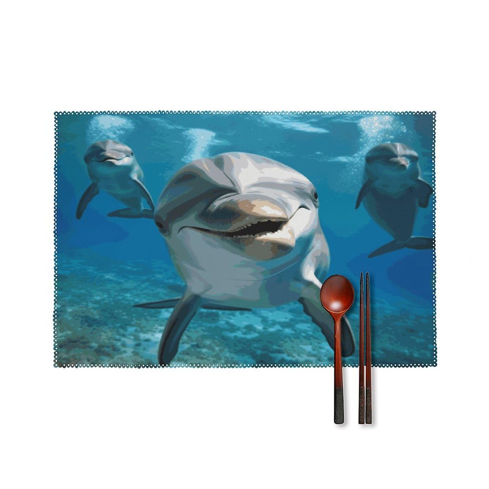 Fekiloot Style Funny Dolphin Looking At You Placemats Set Of 6,Table Mat