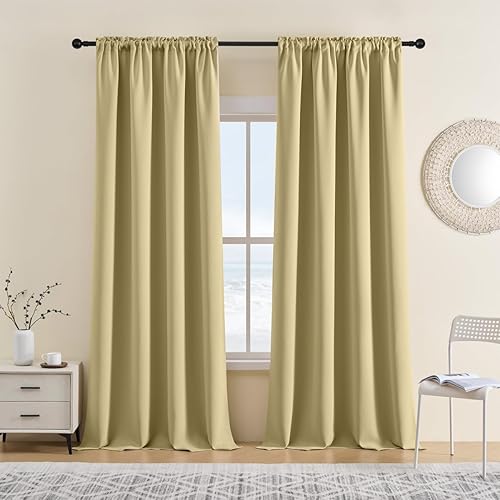 Miniatura 1 de CUCRAF Cortinas opacas cortas para oscurecer la habitación, paneles de cortina para ventana, bolsillo para cortinero, cortinas sólidas con