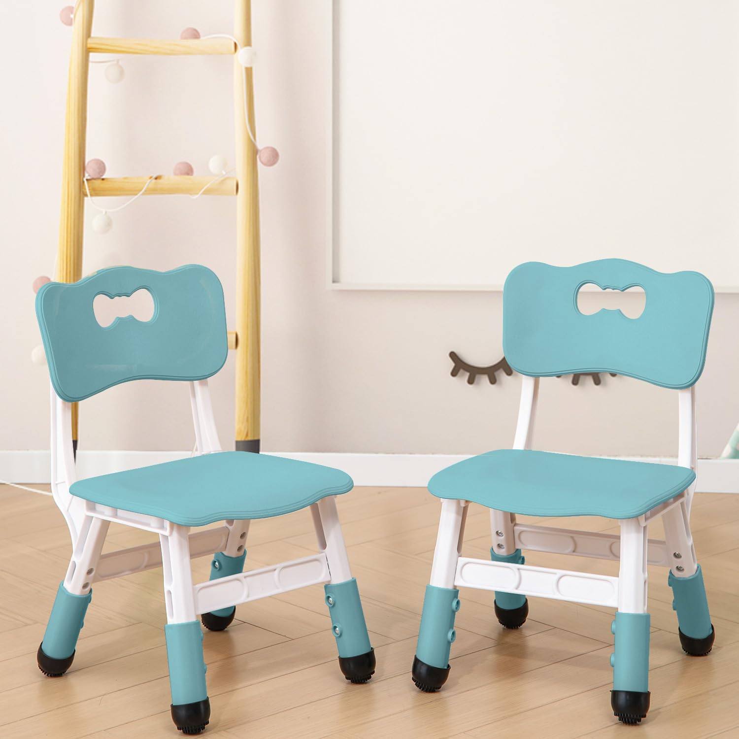 WHY TOYS Adjustable Kid Chairs Indoor 3 Level Adjustable Suitable for Children Age 2-6. Maximum Load-Bearing 220LBS Suitable for Family Classroom and Nursery Child Seat Set (2-Pack-Ink Blue)