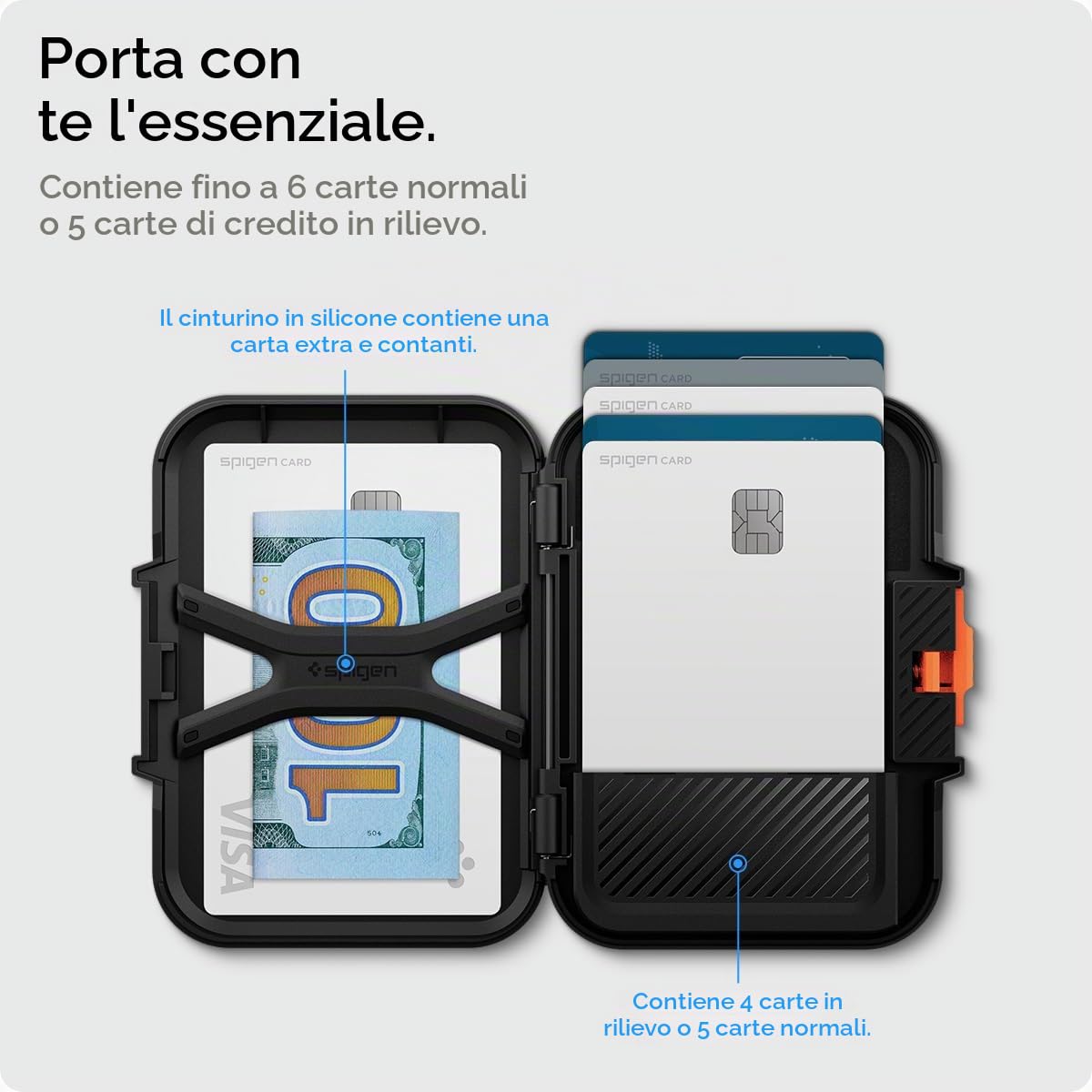 Spigen Lock Fit MagFit Portafoglio (5 carte) MagSafe Wallet Magnetico Portacarte Compatibile con iPhone 17/16/15/14/13/12 Modelle, Accessori MagSafe - Nero