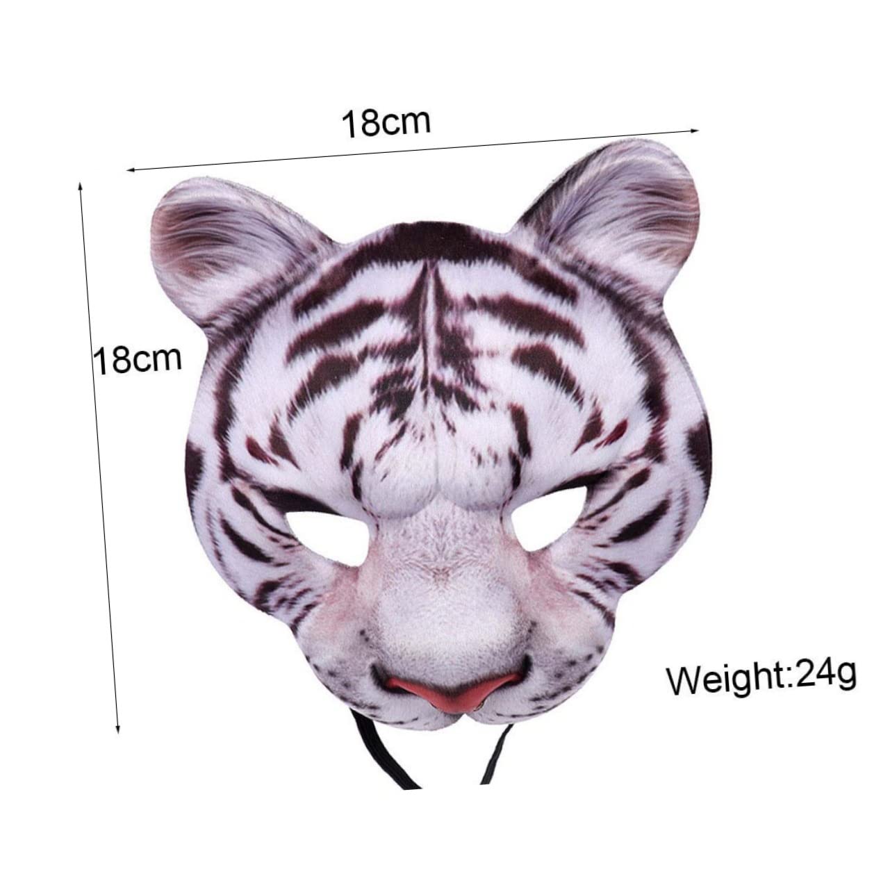 Homoyoyo 1set Carnival Tiger Mask White Yellow Half Face Cover for Halloween Cosplay for Parties and Costumes Terrifying Tiger Appearance