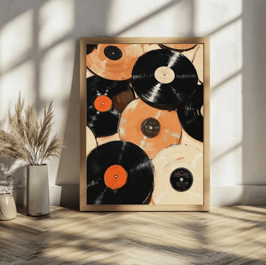 Tableau mural éclectique vintage vinyles THeirmoN 60x80cm - 2
