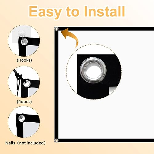 Miniatura 6 de Pantalla de proyector, pantalla de proyector para exteriores de 72 pulgadas, lavable y plegable, ideal para cine en casa en interiores y exteriores,