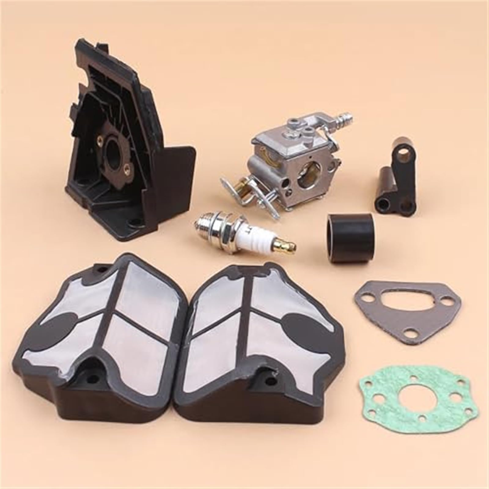 Gaźnik Carb Adapter filtr powietrza wlotowy zestaw uszczelek, dla Husqvarna, 142 136 141 137 36 41 części zamienne do piły łańcuchowej do piły łańcuchowej zestaw tłoka wału korbowego cylindra