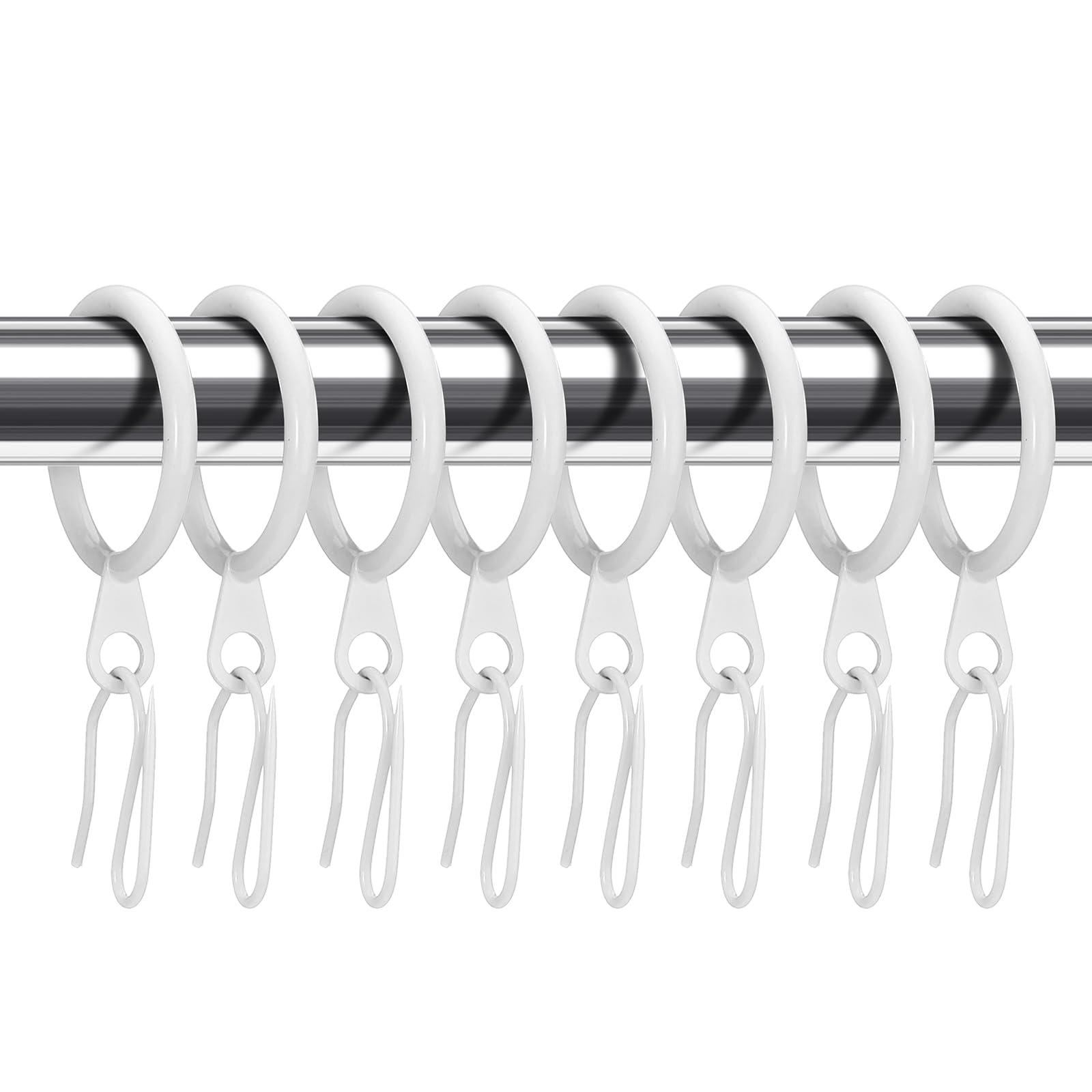 Hotop 30 Pcs Metal Curtain Rings with Hooks,White,25 Mm