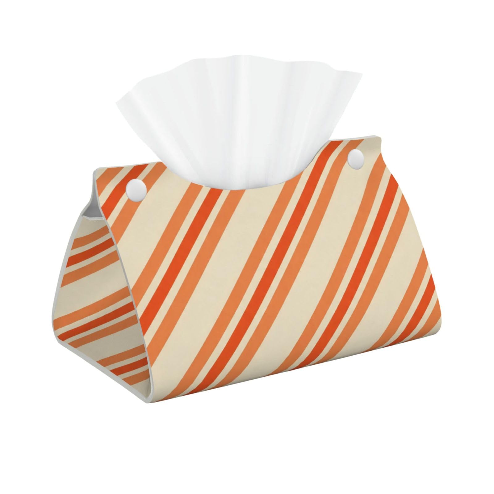 Stripe Art Long Leather Tissue Box Cover-Waterproof PU Leather Tissue Holder for Bathroom, Decorative Rectangular Tissue Case