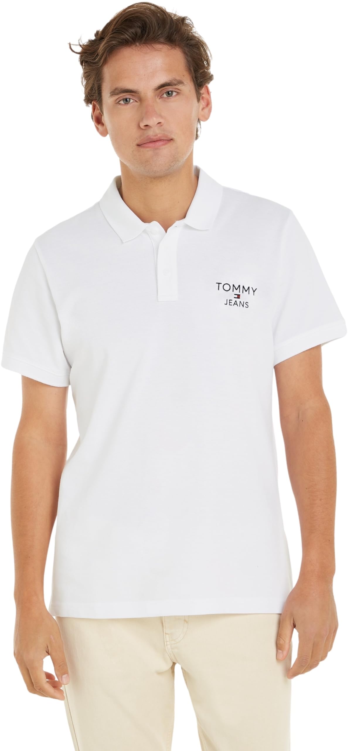 Tommy Jeans Men's Tjm Slim Corp Polo S/S Polos, White, L