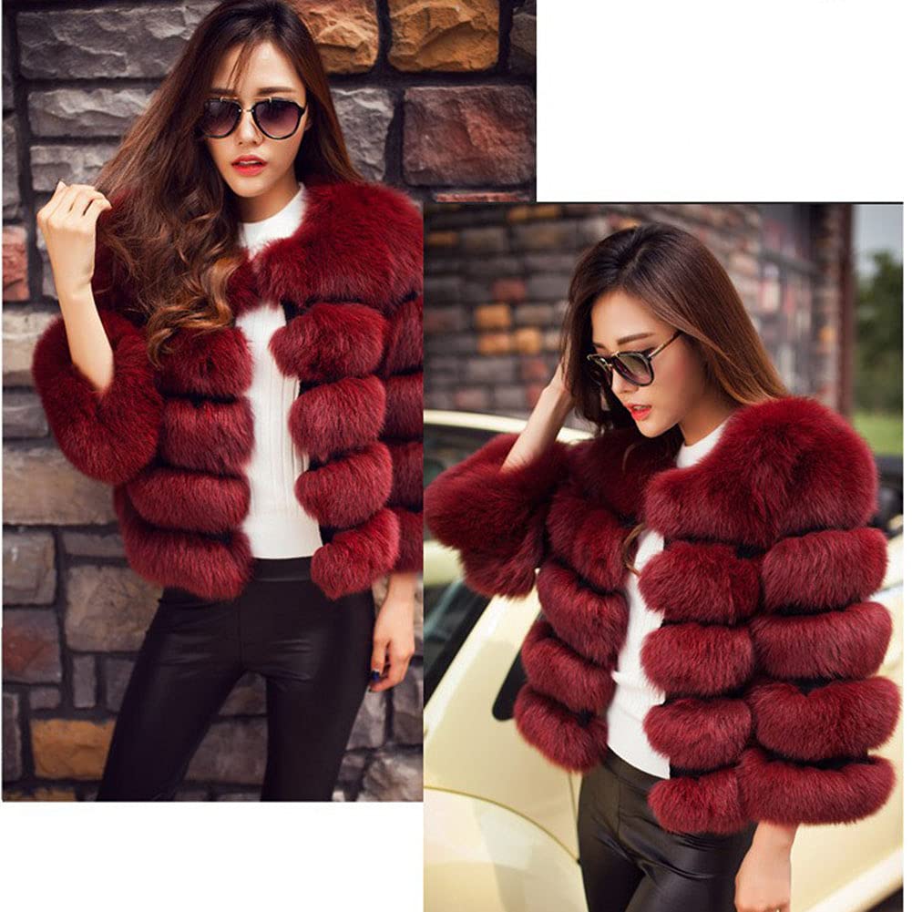 DAIHAN Cappotto da Donna in Finta Pelliccia Manica Lunghe Confortevole Caldo Cardigan Giubbino Capispalla Imbottito Cappotti Giacca in Morbida Pelliccia Sintetica