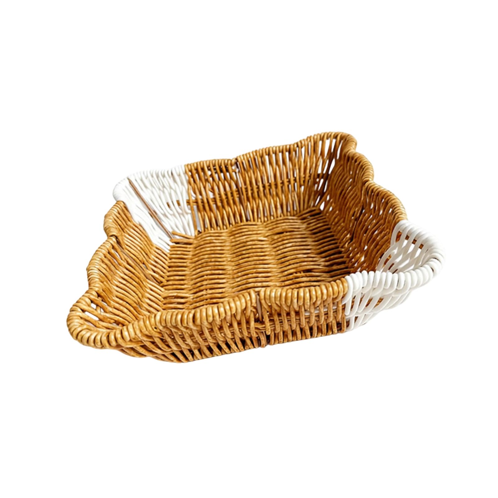 Modern Tone Fruit Tray for Snacks Desserts Sturdy PP Dividers Easy Rattan Serving Bowl Woven Fruit Bowl Rattan Dessert Plate Farmhouse Large Handwoven Dessert Plate Plum Blossom Two Tone Candy Large