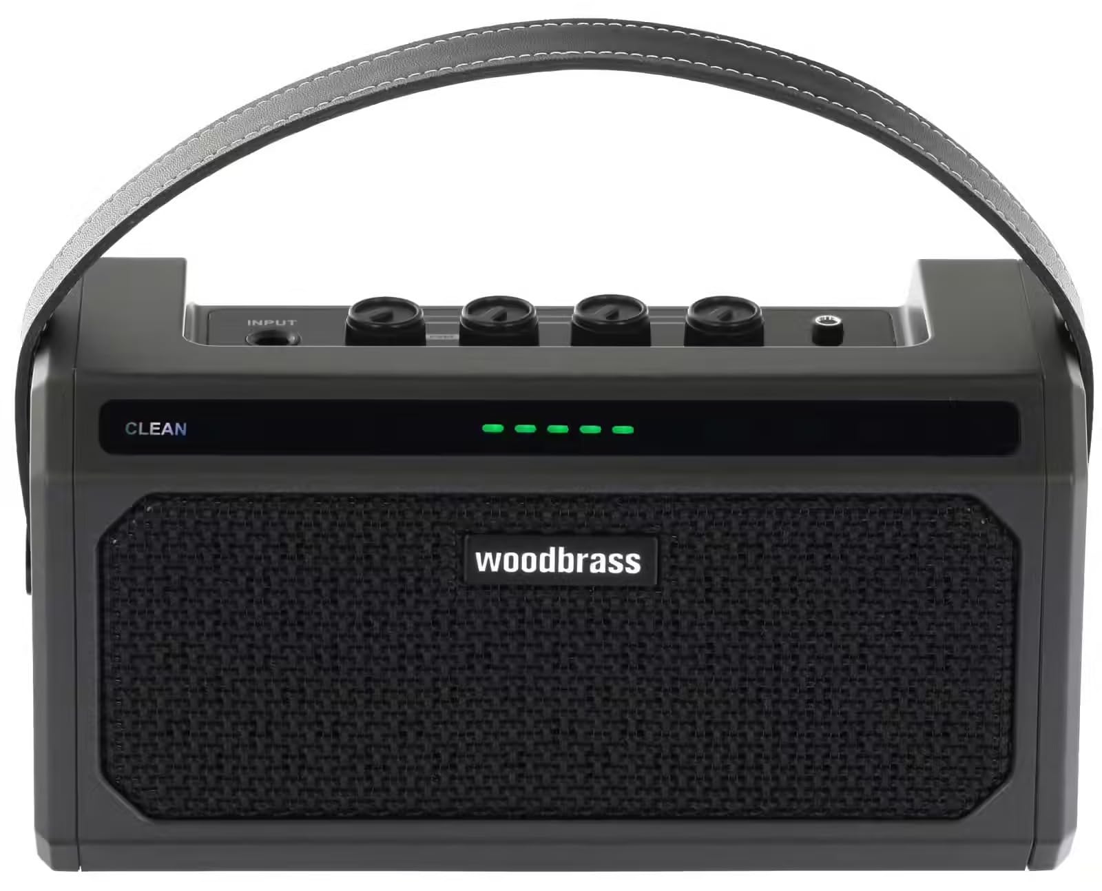 WOODBRASS GE10 - Amplificador de guitarra eléctrica (10 W, negro, transistor compacto, 5 canales, efectos integrados, altavoz de 6 pulgadas, ideal para principiantes y prácticas)