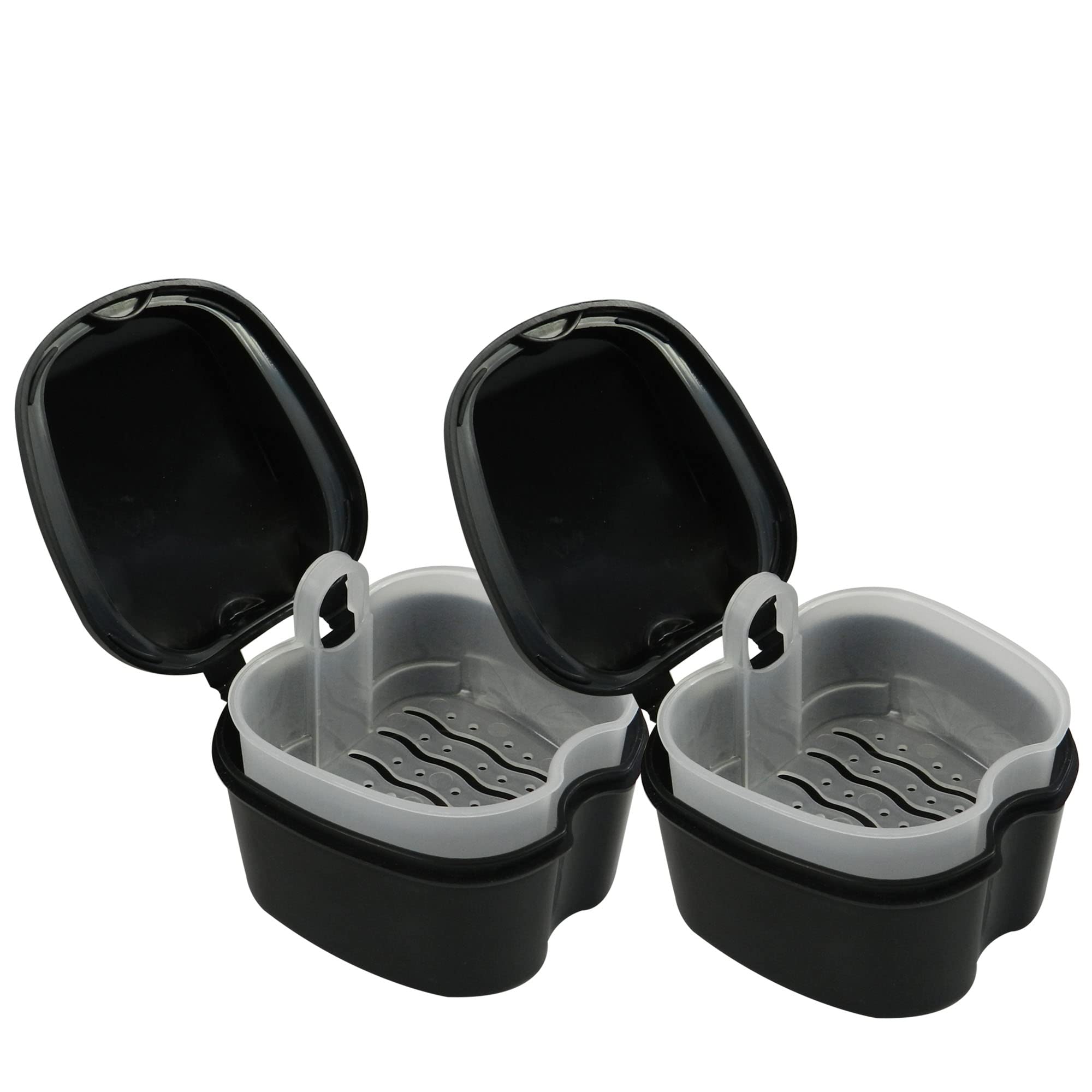 Dentosmile Denture Box in Black Color - Dental Orthodontic Retainer Case | Teeth Storage Box, Denture Storage Case Fake Tooth Holder with Strainer (2) 1