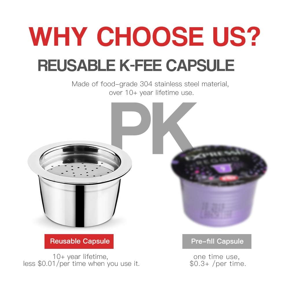 i Cafilas Cápsula de café rellenable Kfee de acero inoxidable, reutilizable, filtro de café para Caffitaly Tchibo Cafissimo ALDI Expressi Cápsula (2Capsule+Tamper)