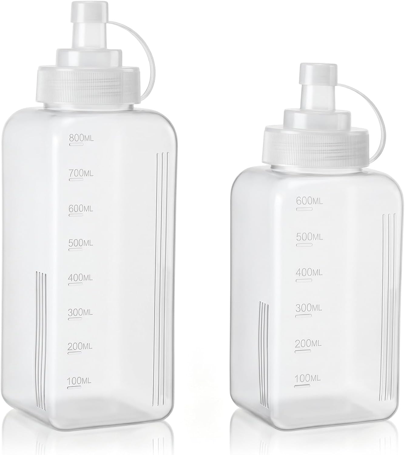 2Pcs Salad Dressing Dispenser 27Oz 20Oz Condiment Squeeze Bottles for Sauce