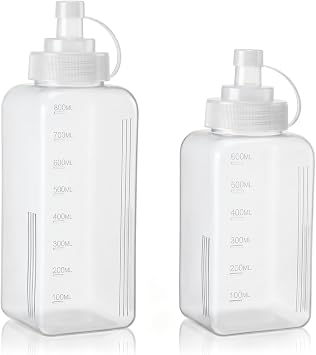 2Pcs Sauce Bottle Squeeze Bottles with Nozzles, 27Oz 20Oz