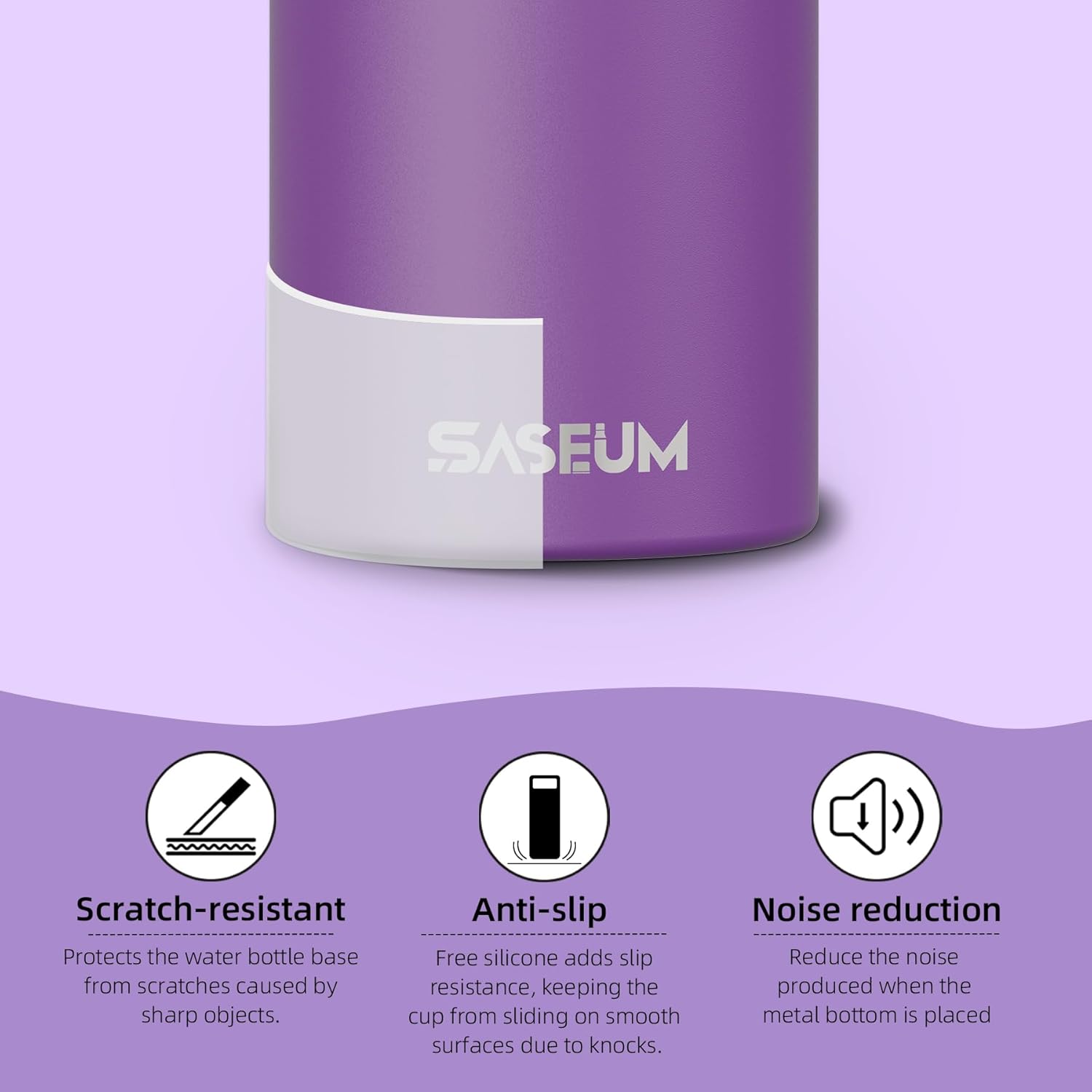SASEUM Sport Water Bottle 18oz Stainless Steel Double Wall Vacuum Thermal Mug with Leak Proof Spout Lids, Wide Mouth Metal Insulated Water Jug for Gym and Travel（Purple） - Image 7