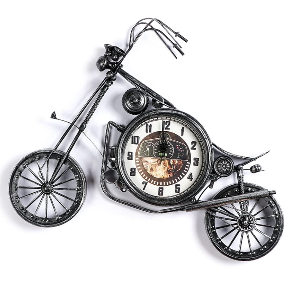 MYUYEE Farmhouse Vintage Clock Wrought Iron Bicycle Shape Ornaments Metal Wall Hanging Home Ornaments for Bedroom Office,B-72 * 55cm (A-72 * 55cm)