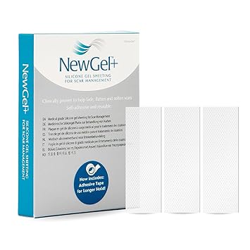 MyNewGel Advanced Silicone Scar Treatment Sheets | Old, New Scars, Surgery, Keloids, C-Section, Burns | 1" x 3" Sheet 3 Count - Clear