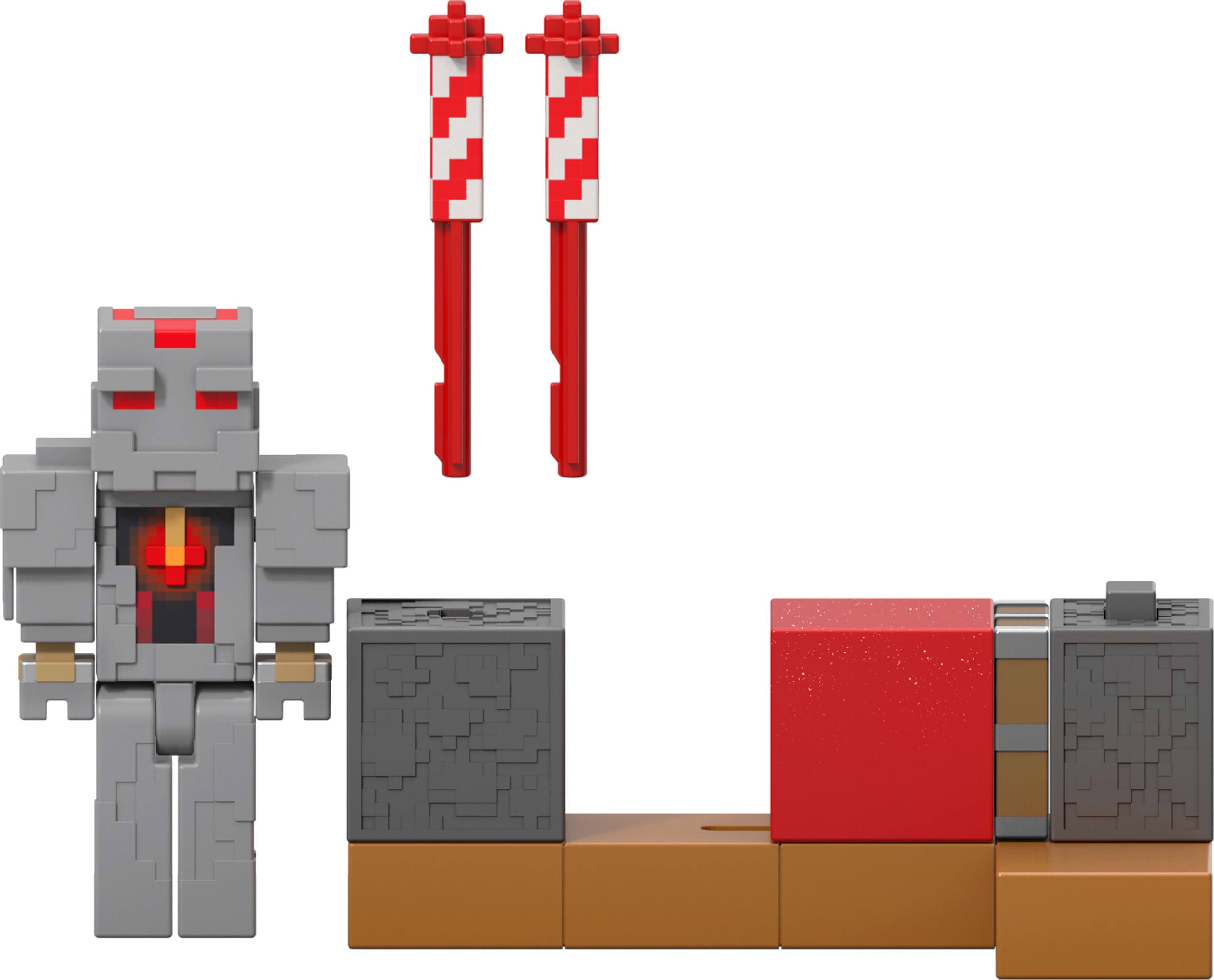 Mattel Minecraft Redstone Charged Series Action Figure & Accessories, Protector’s Firework Launcher Set with Launch Feature, 3.25-inch Scale