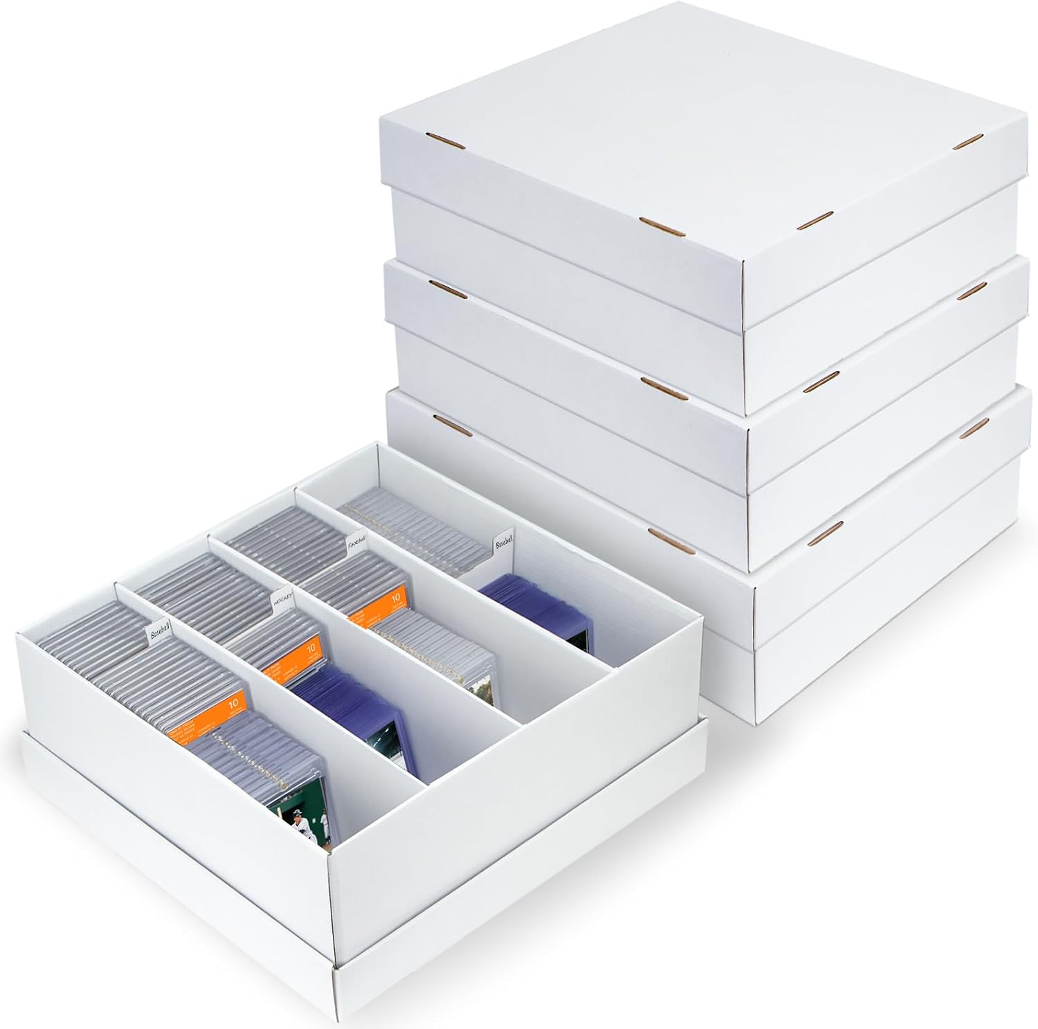 Pulchra 4 Pack Trading Graded Card Storage Box - 4 Rows Graded Card Case Holds 176 PSA Slab Cards, Graded Card, Cardboard Holder Organizer Boxes with Dividers for Sport Cards PSA/GMA/CSG/SGC/HGA/MTG